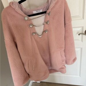 Pink Plush Hoodie Sweater